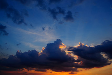Storm clouds in a colorful sunset
