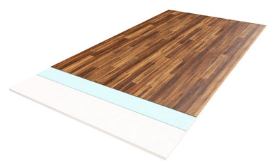 Floor layers. Piece of linoleum floor. 3d render