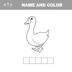 Black and White Cartoon Vector Illustration of Funny Goose Farm Bird Animal for Coloring Book - Crossword puzzle