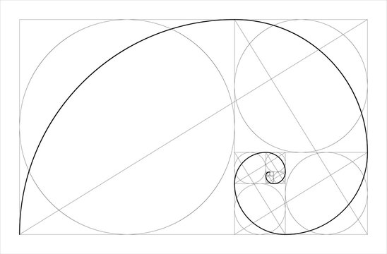 Golden Ratio Geometric Concept. Fibonacci Spiral. Vector Illustration.