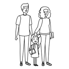 happy student girl with couple teachers