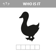 Goose birds shadow game vector illustration. Who is it - shadow image.