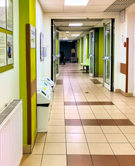 Corridor in waiting room at old hospital
