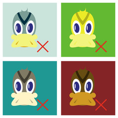 Set of Flat icon in flat style Duck