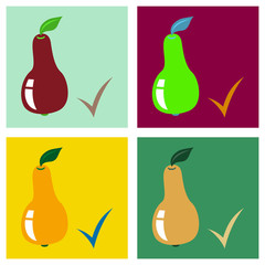 Flat illustration logo for whole ripe juicy fruit pear, natural product .