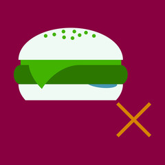 Flat Hamburger Classic Burger American Cheeseburger with Lettuce Tomato Onion Cheese Beef and Sauce