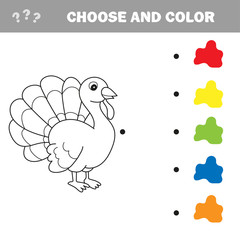 Black and White Cartoon Vector Illustration of Funny Turkey Farm Bird Animal for Coloring Book