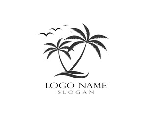 summer tree palm logo icon vector template