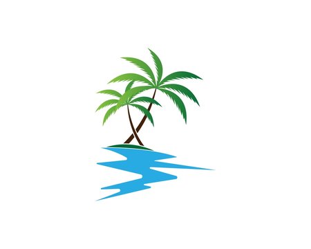 summer tree palm logo icon vector template