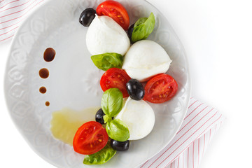Salad with Italian mozzarella. Caprese.