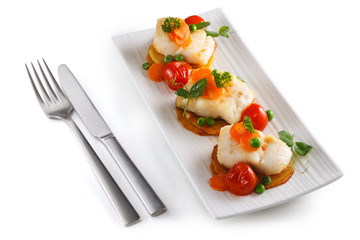 Portions of fish appetizers.