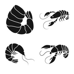 Vector design of meat and delicacy logo. Set of meat and crab stock vector illustration.