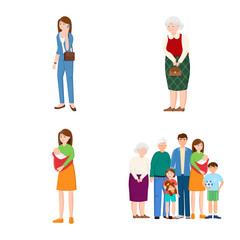 Vector illustration of family and people sign. Set of family and avatar stock vector illustration.