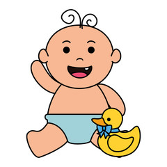 cute little baby boy with ducky