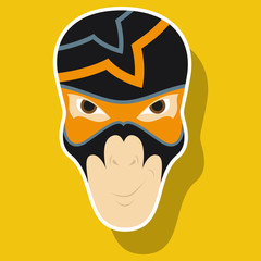 Superhero in Action. Superhero character . Icon in sticker style