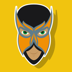 Superhero in Action. Superhero character . Icon in sticker style