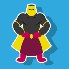 Man superhero . Superhero Standing . Icon in sticker style