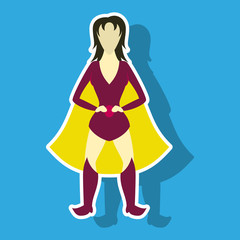 Superhero woman.Female cartoon character . Icon in sticker style