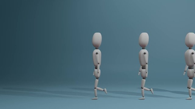 Walking group of people with one different red man as a symbol of difference and different thinking. 3D Rendering