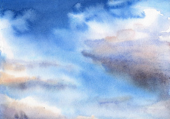Sky, clouds, watercolor landscape, illustration - 276557325