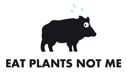 Frightened wild boar “EAT PLANTS NOT ME“