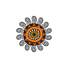 Aboriginal art dots painting icon logo design vector template