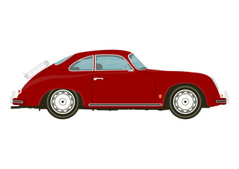 Vintage sports car. Side view of classic sports car. Flat vector.