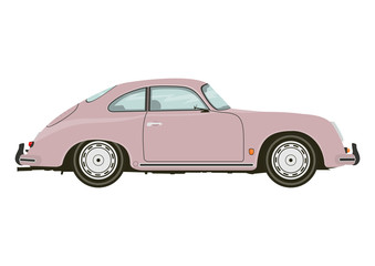 Vintage sports car. Side view of classic sports car. Flat vector.