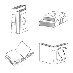 Vector illustration of study and literature icon. Collection of study and source stock vector illustration.