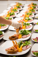 Many plates of appetizer