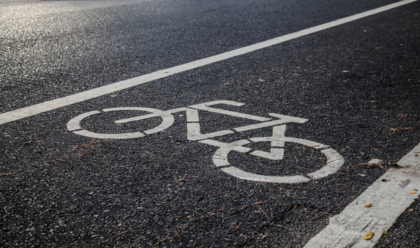 Bicycle lane signage on street