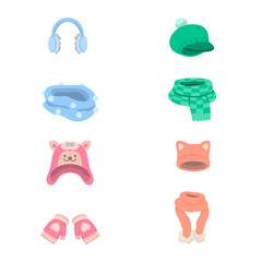 Obraz premium Isolated object of headwear and fashion symbol. Set of headwear and cold vector icon for stock.