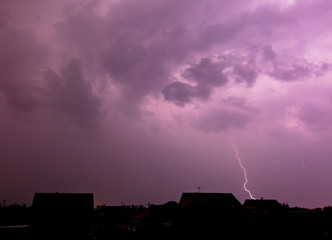 Lightning bolt hit the ground in the village