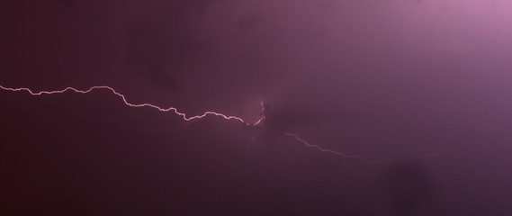 Lightning in the sky at night