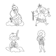 Vector design of primitive and archeology sign. Set of primitive and history stock symbol for web.