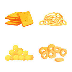 Vector illustration of food and crunchy logo. Set of food and flavor vector icon for stock.
