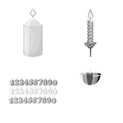 Vector illustration of paraffin and fire logo. Set of paraffin and decoration stock vector illustration.