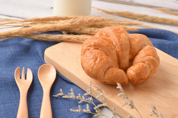 Delicious, fresh croissants, French breakfast