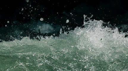 Splashes of water from the waves in the sea
