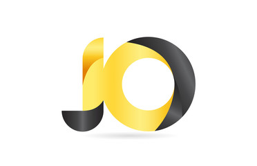 joined or connected JO J O yellow black alphabet letter logo combination