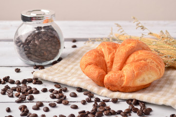 Delicious, fresh croissants, French breakfast