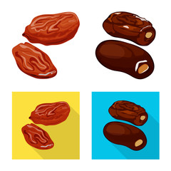 Vector illustration of food and raw sign. Set of food and nature vector icon for stock.