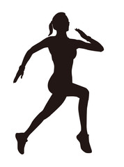 Fototapeta na wymiar Woman Running Silhouette
