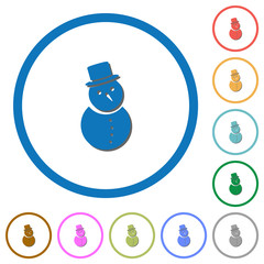 Snowman icons with shadows and outlines