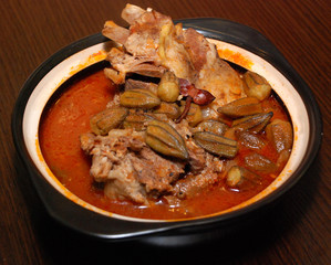 Lamb ribs with  okra