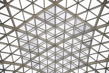 Modern architecture glass triangle window or roof building dome.