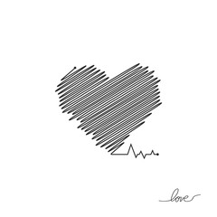Heart pulse. Black and white colors. Heartbeat lone, cardiogram. Beautiful healthcare, medical background. Modern simple design. Icon. sign or logo. Flat style vector illustration
