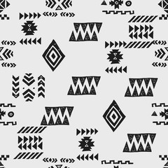 Seamless Ethnic pattern. Tribal vector abstract monochrome background