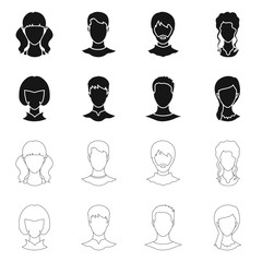 Isolated object of professional and photo sign. Set of professional and profile vector icon for stock.