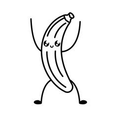 fresh banana fruit kawaii character